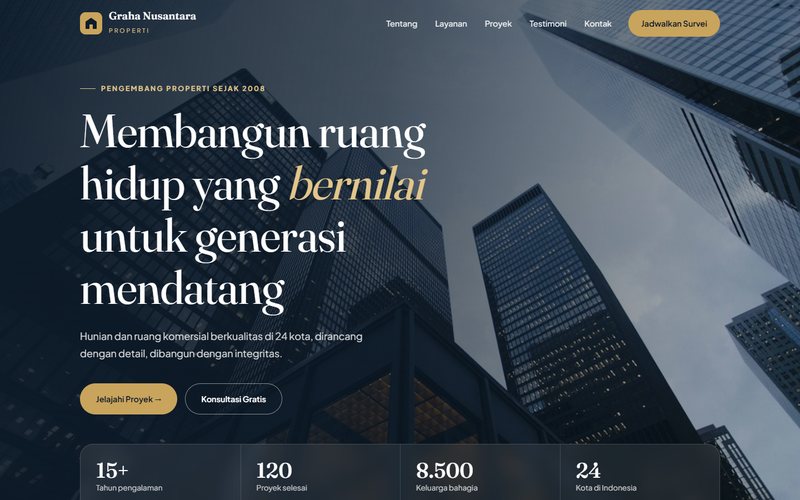 Contoh website Company Profile: Graha Nusantara · Properti